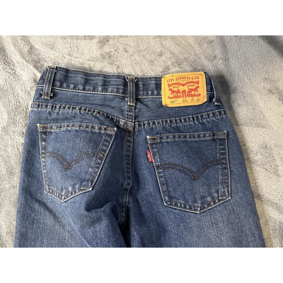 Levis 505 Jeans Boys 8 Regular Blue Straight Leg Denim W24 L24 Adjustable Waist - Picture 9 of 10